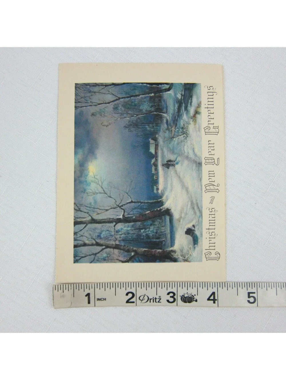 Vintage Sample Christmas Cards Lot 4 Snowy Scenes Sledding House Night USA Litho